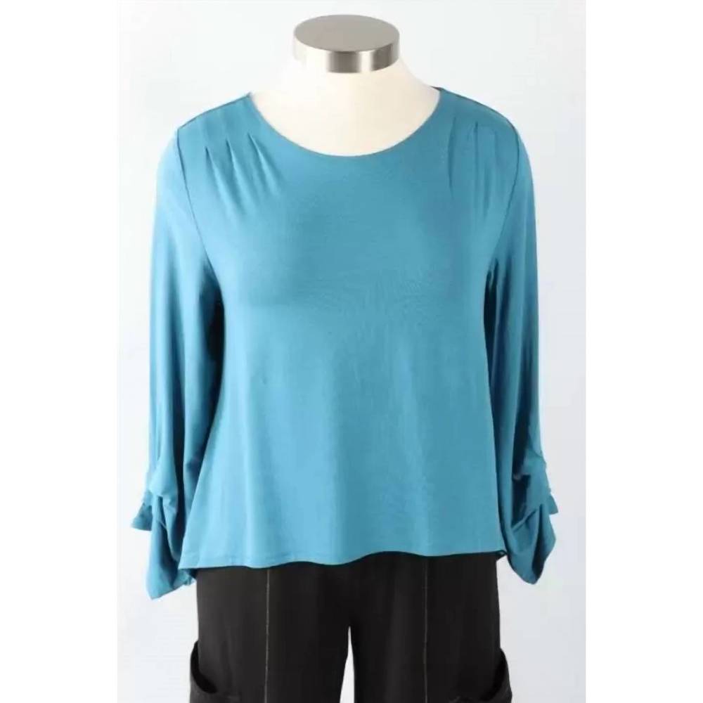 NEW LIV BY HABITAT pleated topper with ruched sleeves in ocean